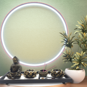 Jardin zen Bouddha & bougeoirs lotus