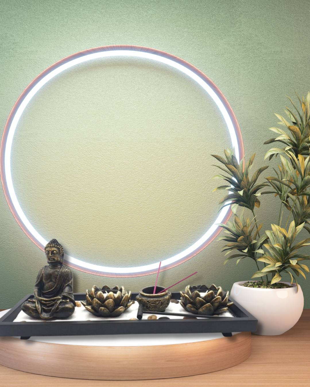 Jardin zen Bouddha & bougeoirs lotus