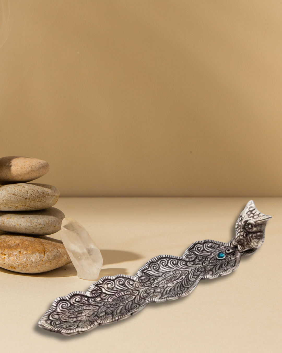 Porte-encens en métal hiboux